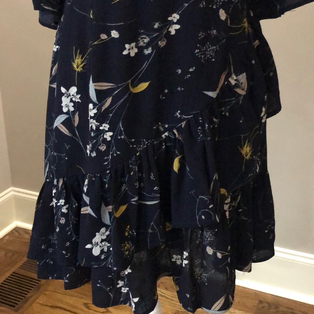 Navy Flower + Ruffle Dress - Picture 4 of 10
